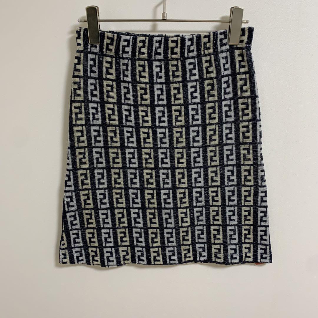 【FENDI】パイル生地　ミニスカート　ズッカ柄