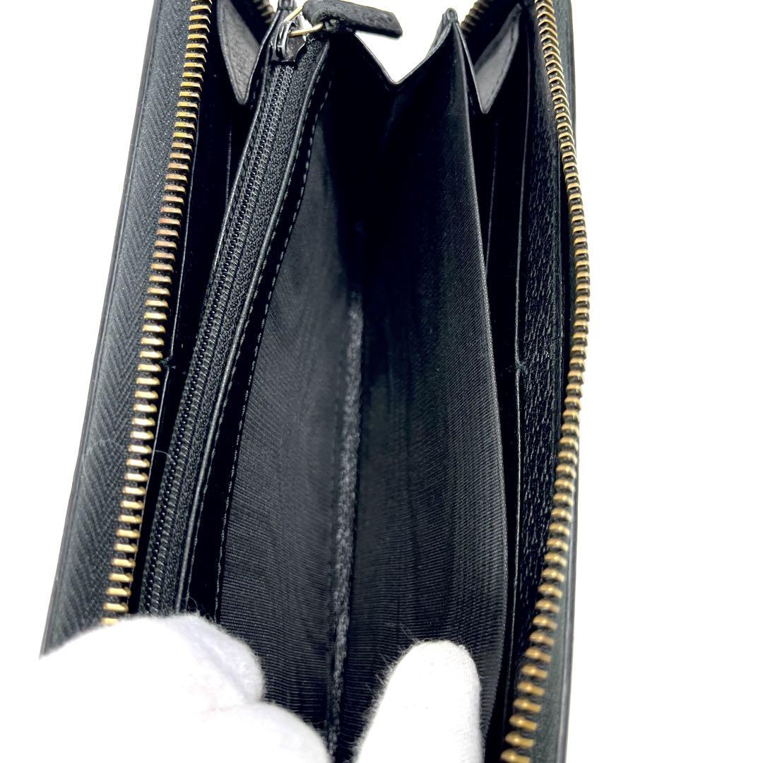 美品✨グッチ 長財布 GGマーモント ラウン ファスナー 黒色 シュリンクレザー