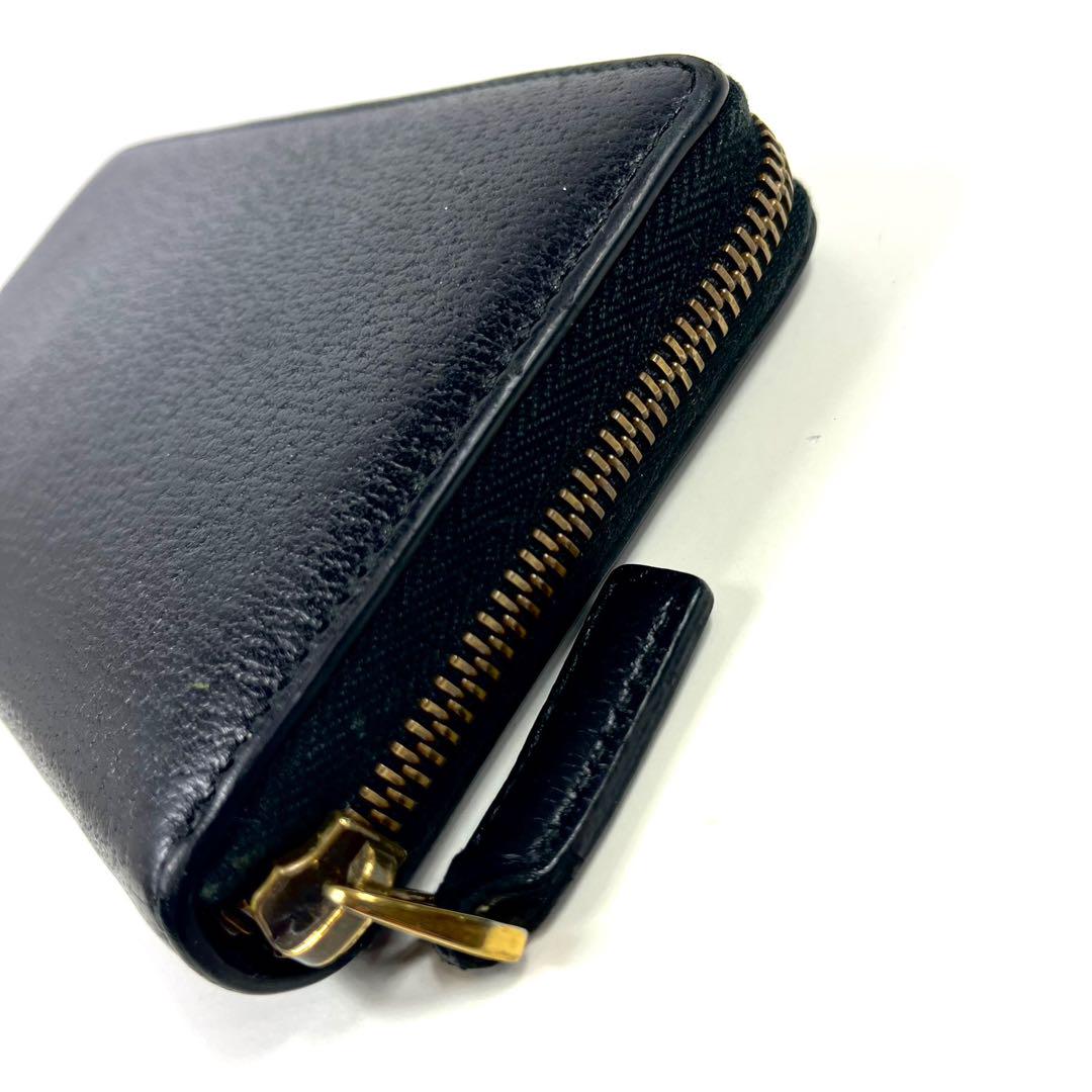美品✨グッチ 長財布 GGマーモント ラウン ファスナー 黒色 シュリンクレザー