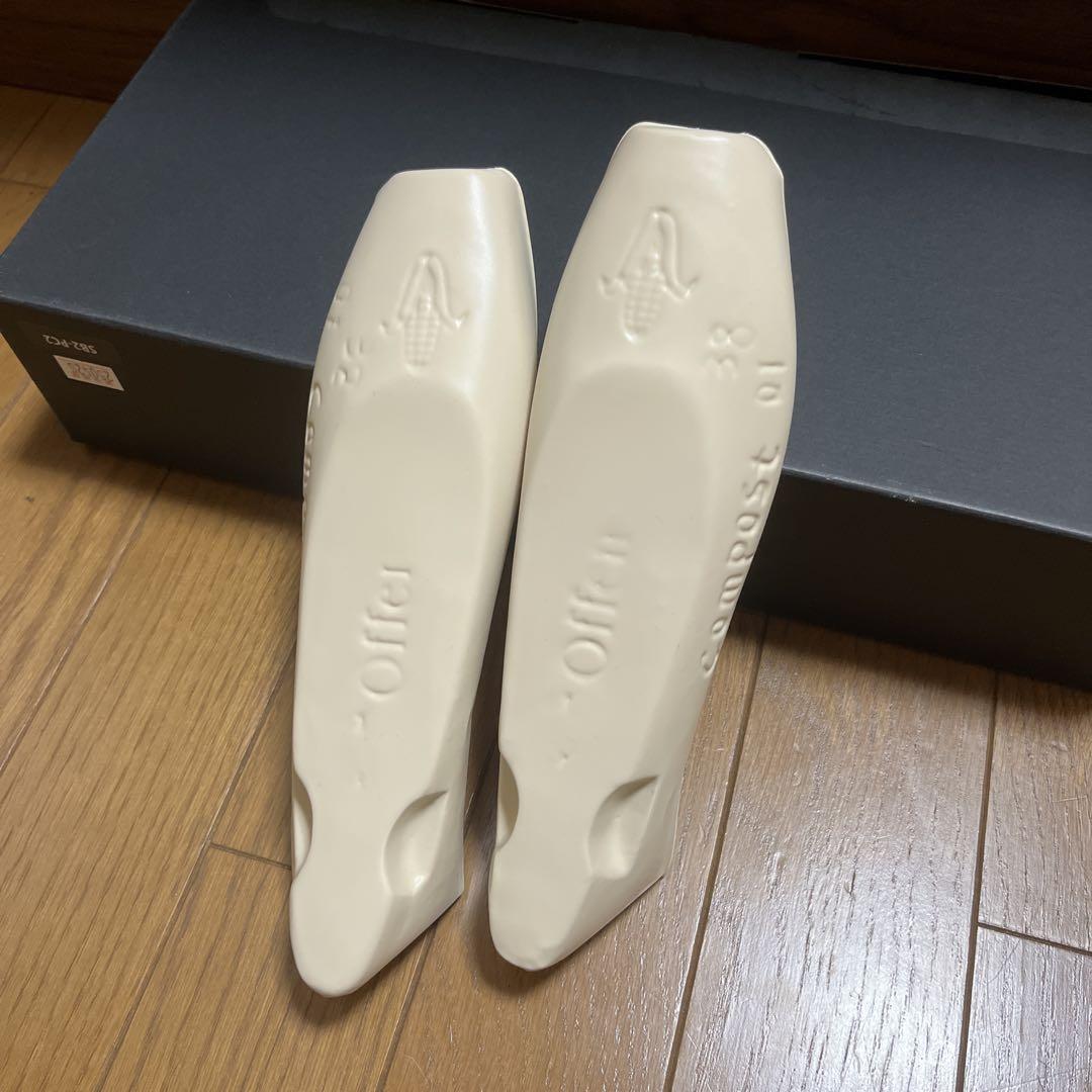 Offenホワイト スカラップエッジ フラットシューズ24㎝