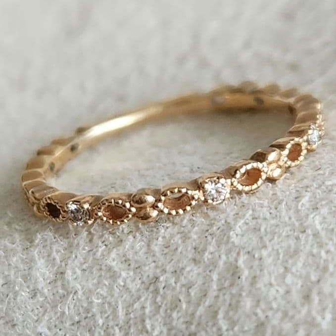 ダイヤモンド4号【ノジェス】K10 透かし ゴールドリングアガット 好きも