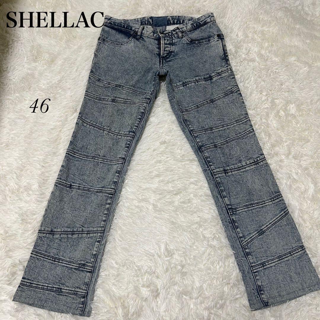 シェラック ケミカルウォッシュ デザイン デニム y2k ジーンズ 切り替え