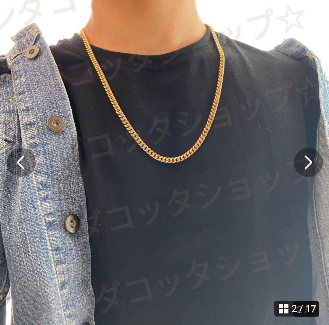 10mm 60cm 金ネックレス 18kゴールド ステンレス製 ダブルセーフティ