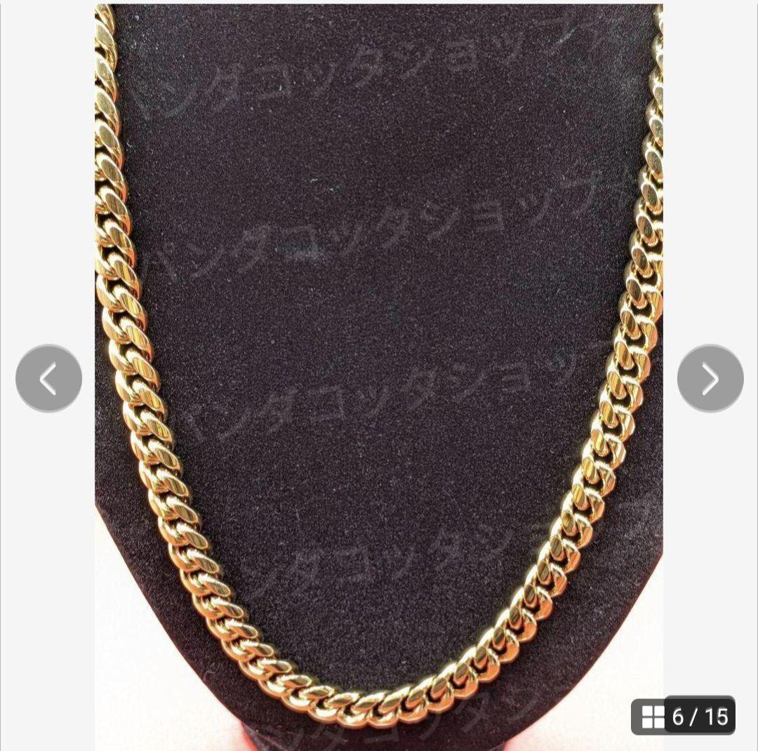 10mm 60cm 金ネックレス 18kゴールド ステンレス製 ダブルセーフティ