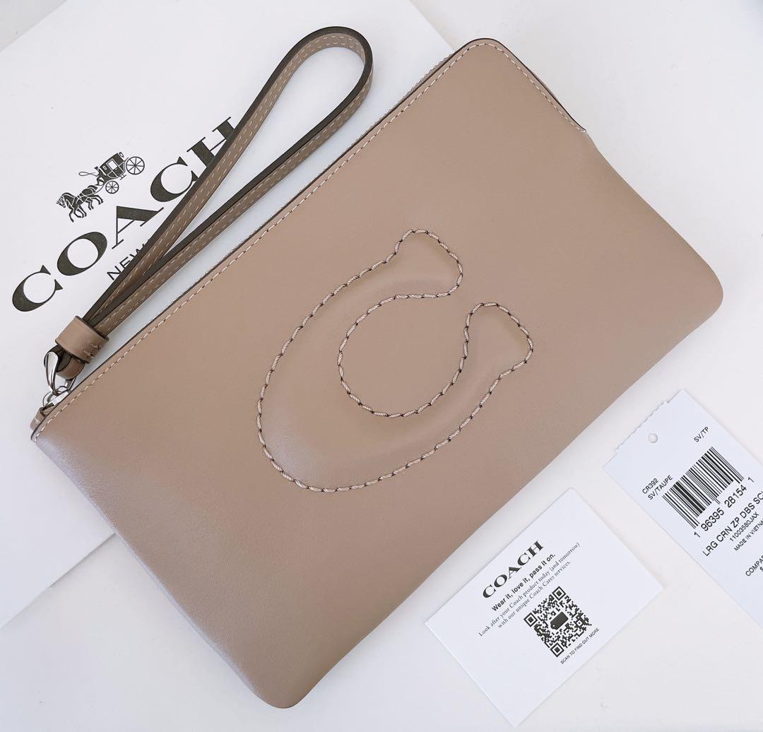 COACH コーチ　ポーチ財布　ラージリストレット　トープ　ベージュ