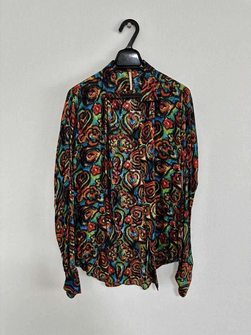 【超美品】m\'s braque エムズブラック レーヨンシャツ 総柄 36
