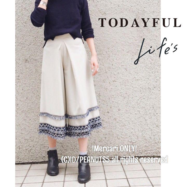 新品タグ付 未開封　TODAYFUL　トゥデイフル　フリンジパンツ　BEG 36