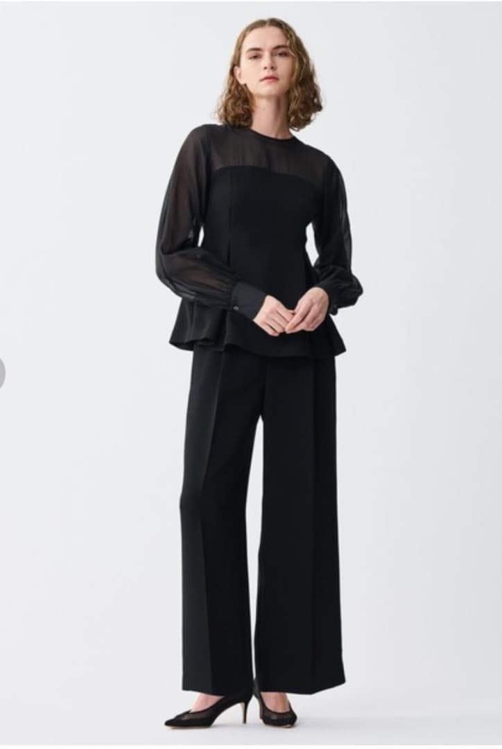 タグ付き⭐︎uncrave ウォッシャブル ダブルクロス ワイドパンツ ブラック