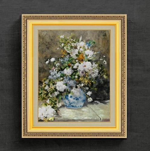ルノワール【春のブーケ（春の花）】 - 手描き 絵画（油絵複製画