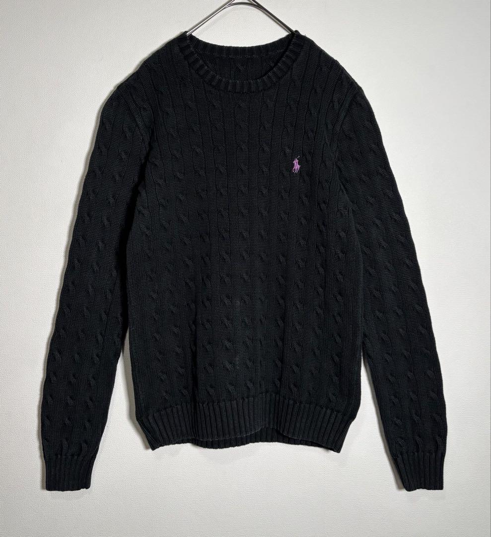 POLORalphLauren 刺繍ロゴ　ケーブル編み　コットン　セーター