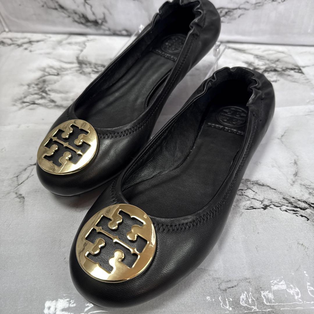 ★極美品★トリーバーチ　金具フラット、バレエシューズブラック6M 23cm