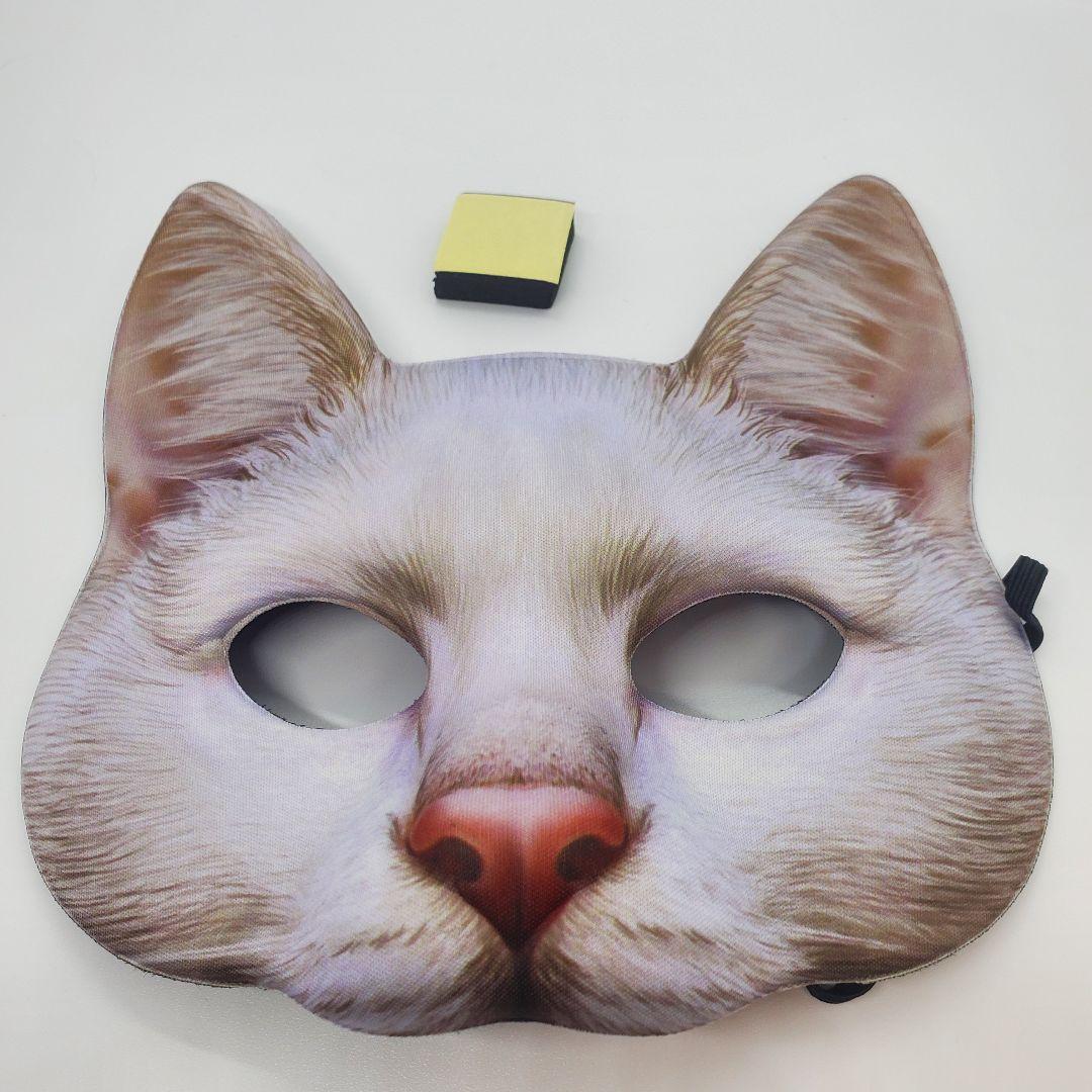 猫のお面 白猫 お祭り キャット ハロウィン マスク 仮装 仮面 学祭 ...