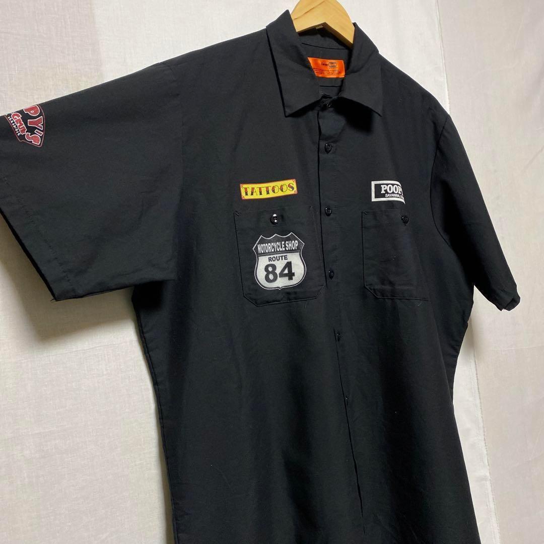 Corner stone 両面プリント アメカジ 古着 ブラックシャツ 重ね着