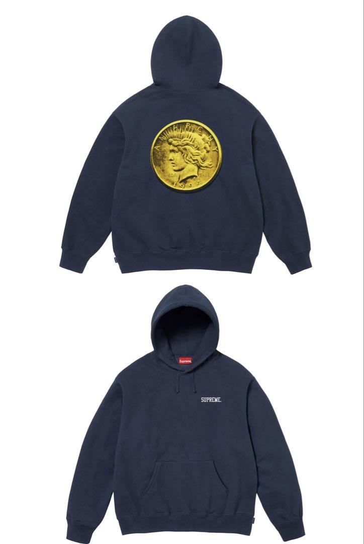 SUPREME アナーキーコインデザイン パーカー ネイビー