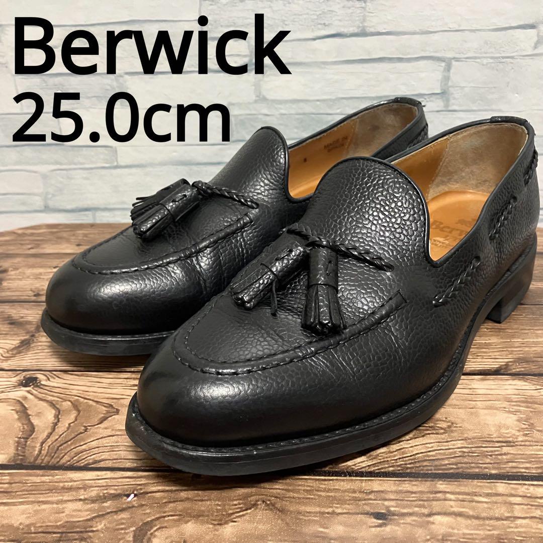 バーウィック　Berwick タッセルローファー　UK8 良品【 25.0 】 Berwick バーウィック タッセル ローファー シボ