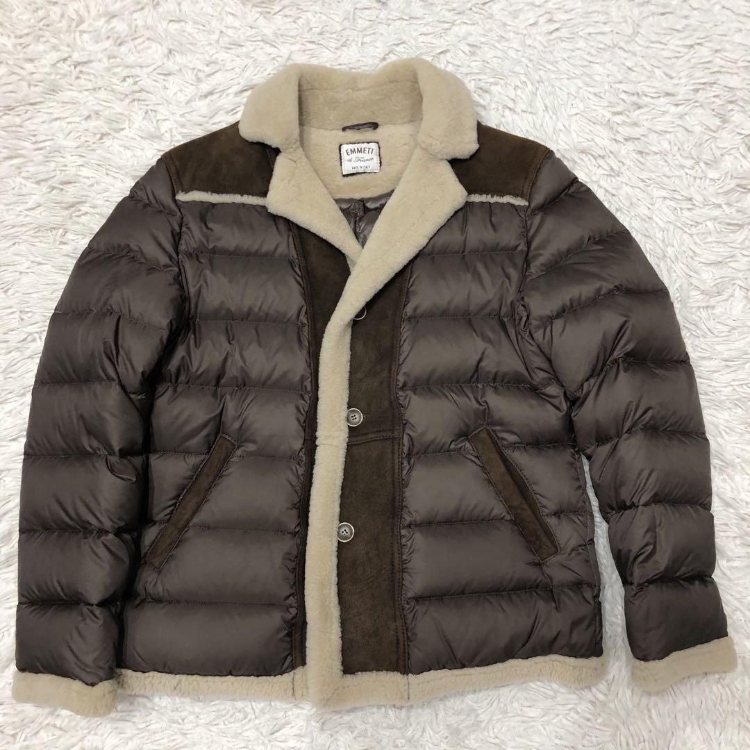 美品✨EMMETI エンメティ ムートンダウンジャケット ブラウン系 48(L)