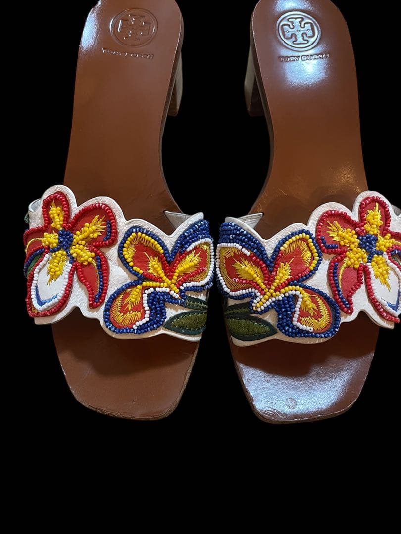 【送料込み】トリーバーチ　ビーズ　ミュール　サンダル