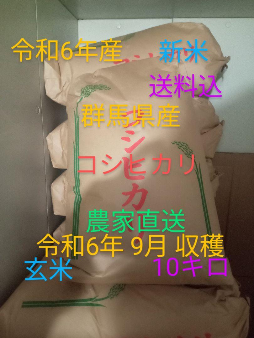 群馬県産 コシヒカリ R6年産 新米 10キロ 玄米 送料込 ③ 10,000円