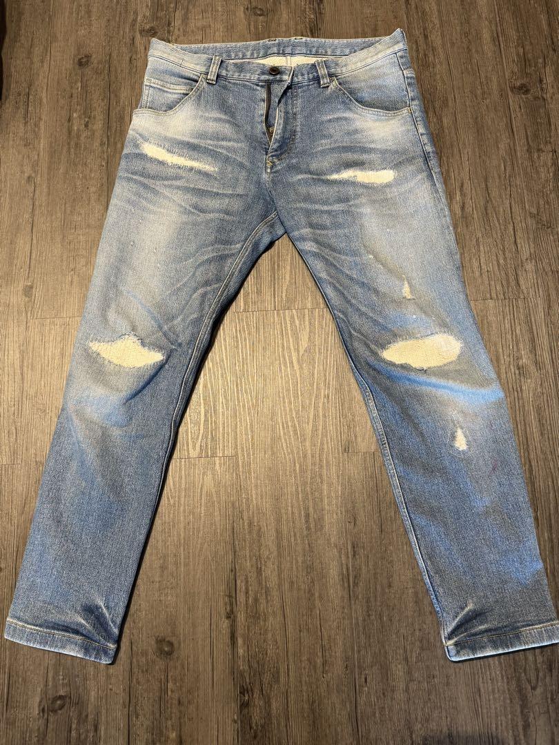 wjk ストレッチ ニット デニム パンツ クラッシュ ジーンズ L 美品 32
