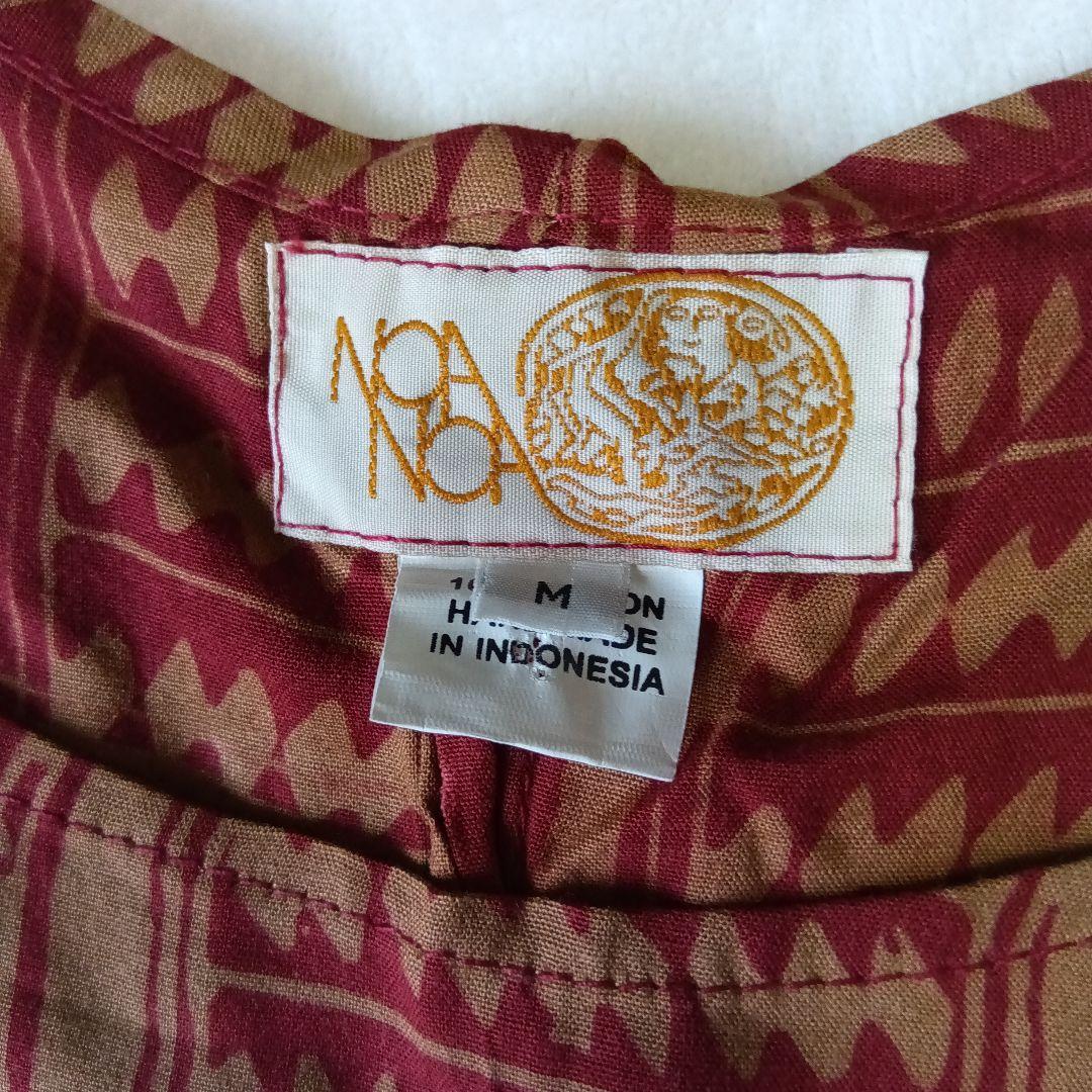 NOANOA ノアノア　マキシ丈ノースリーブワンピースF　茶/赤　インドネシア製