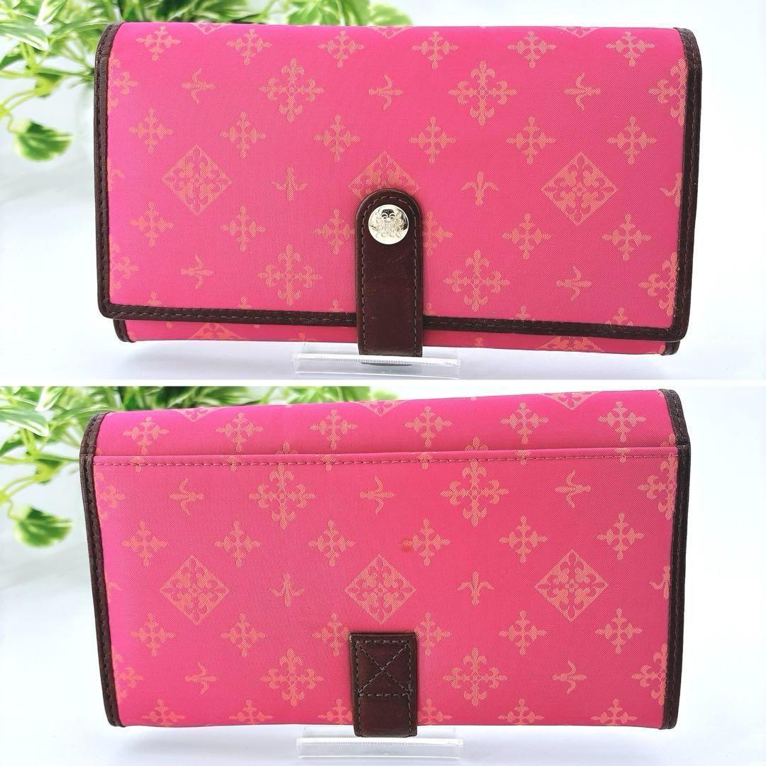 美品】russetラシット/長財布/ロングウォレット/総柄/大容量/ピンク