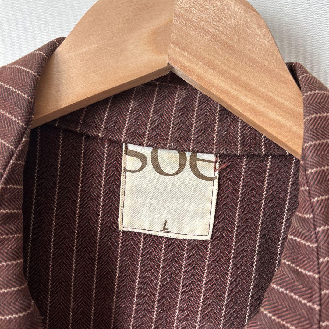 soe テーラードジャケット メンズ ストライプ 茶色 Lサイズ