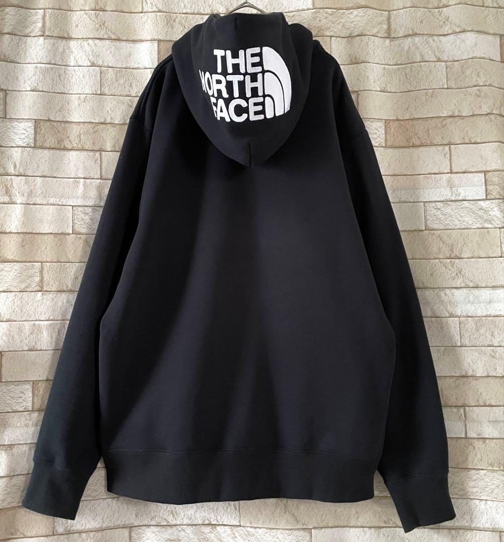 ノースフェイス ジップパーカー 刺繍 フードロゴ 裏起毛 ブラック L