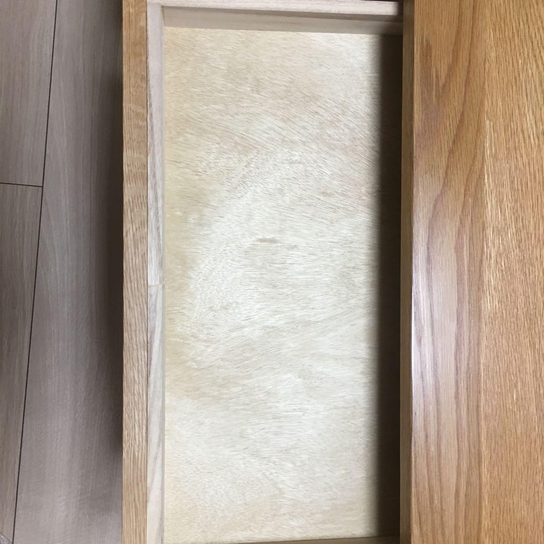 ①無印良品 木製ローテーブル 引き出し付き オーク材120×60×35cm