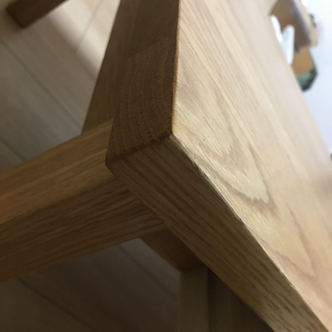 ①無印良品 木製ローテーブル 引き出し付き オーク材120×60×35cm