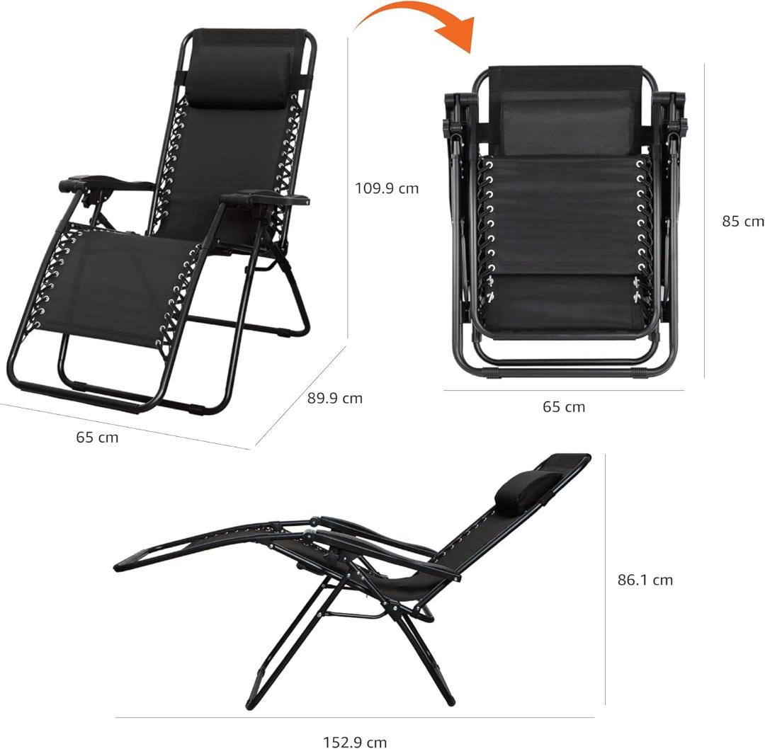 Amazonベーシック 椅子 キャンプ ゼログラビティーチェア ブラック