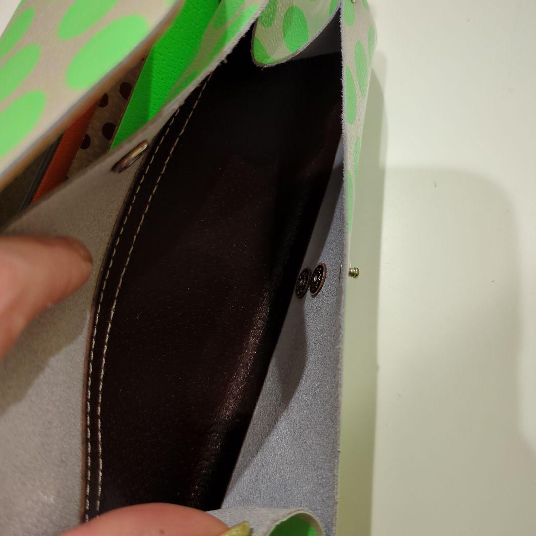 グリーン ドット柄 長財布
