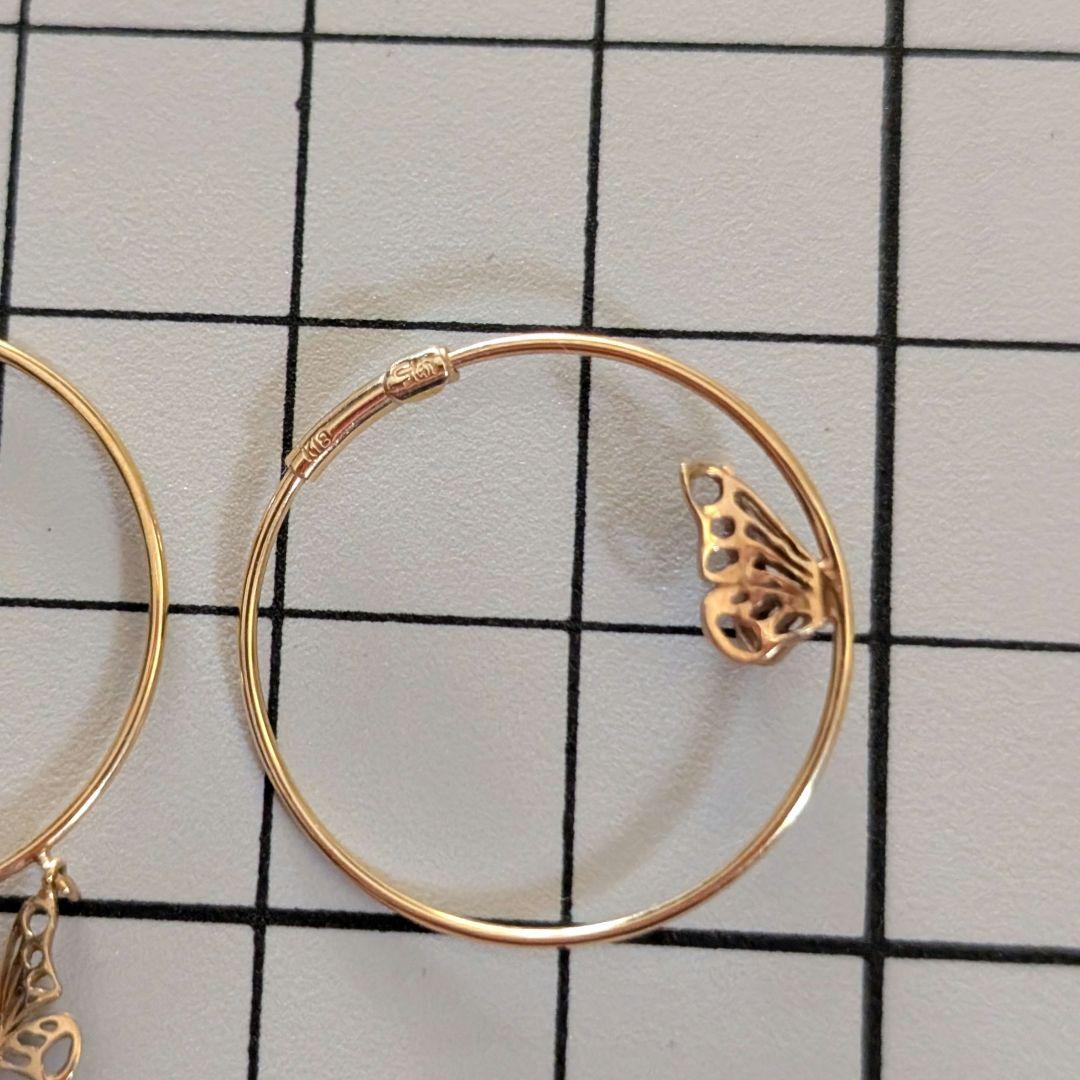 STAR JEWELRY バタフライ フープピアス K18ゴールド