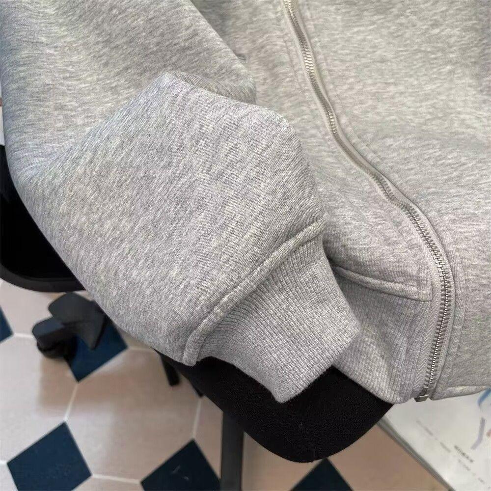 グレー フード付き スウェットジャケット