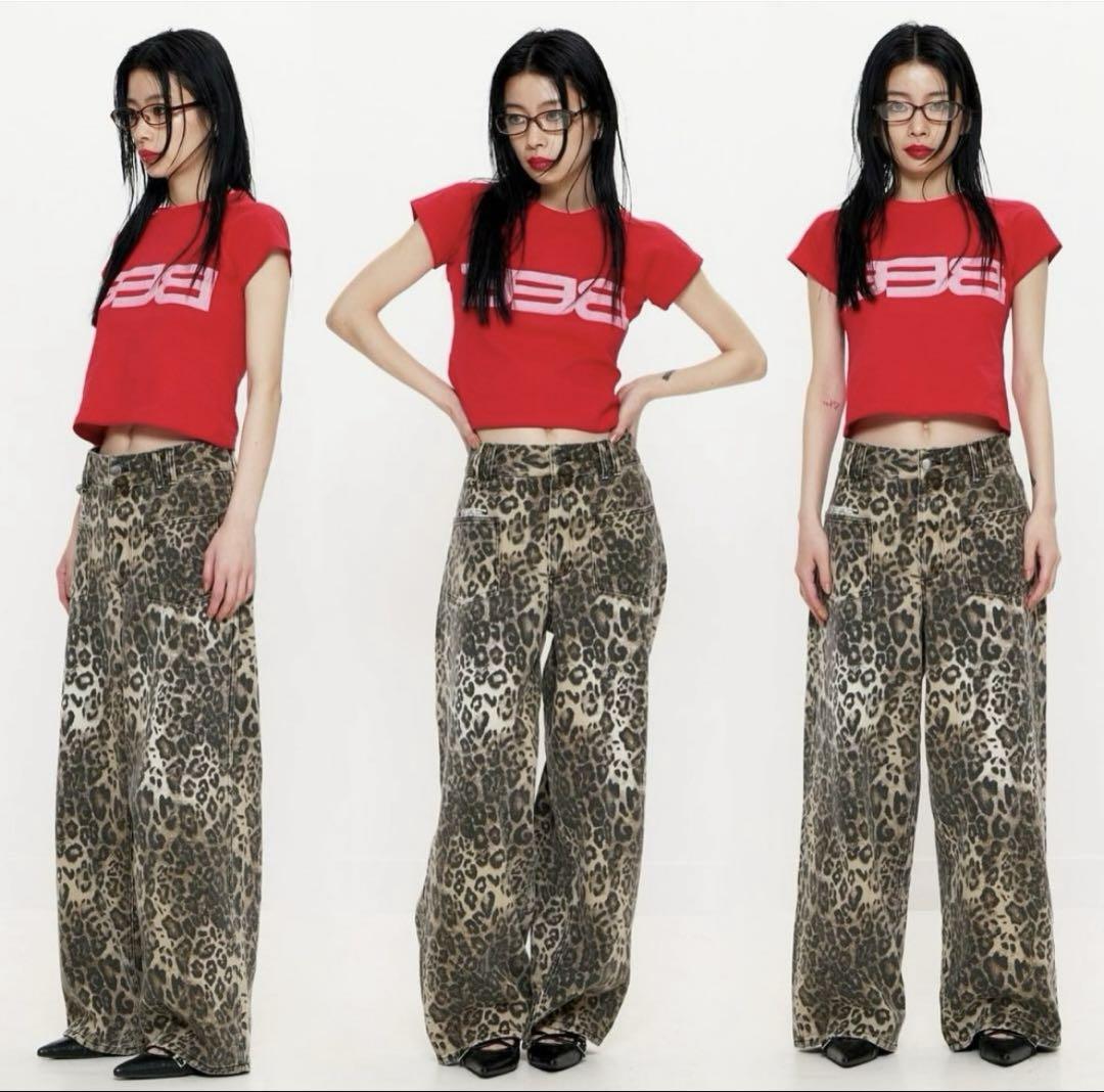 BEEDEN LEOPARD PRINT WIDE STRAIGHT レオパード Beeden Leopard Print Wide Straight Pants, Size S, Casual