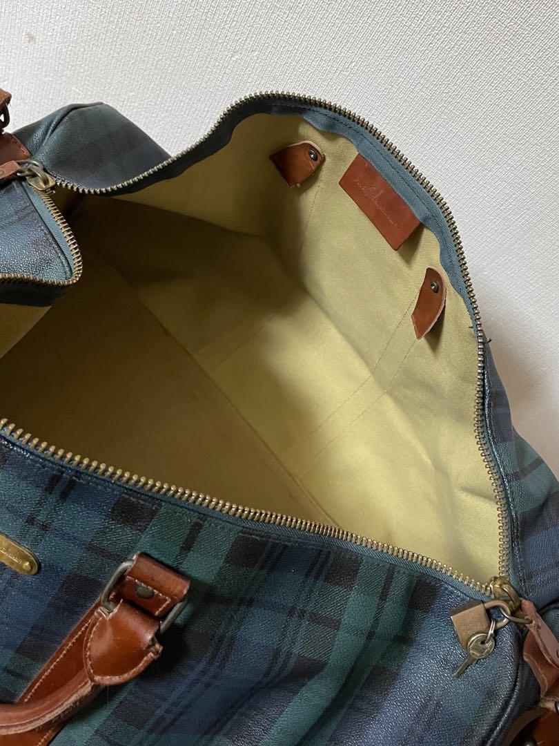 POLO ラルフローレン タータンチェックPVC/レザー　ラージボストンバッグ