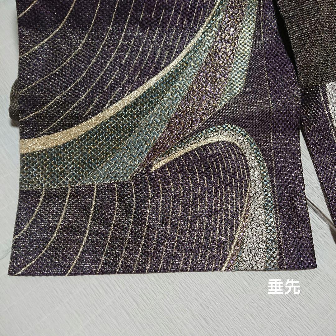 トレンドトレンド袋帯 六通 金通し 長さ440 幅30.5 深紫色 色無地 水着