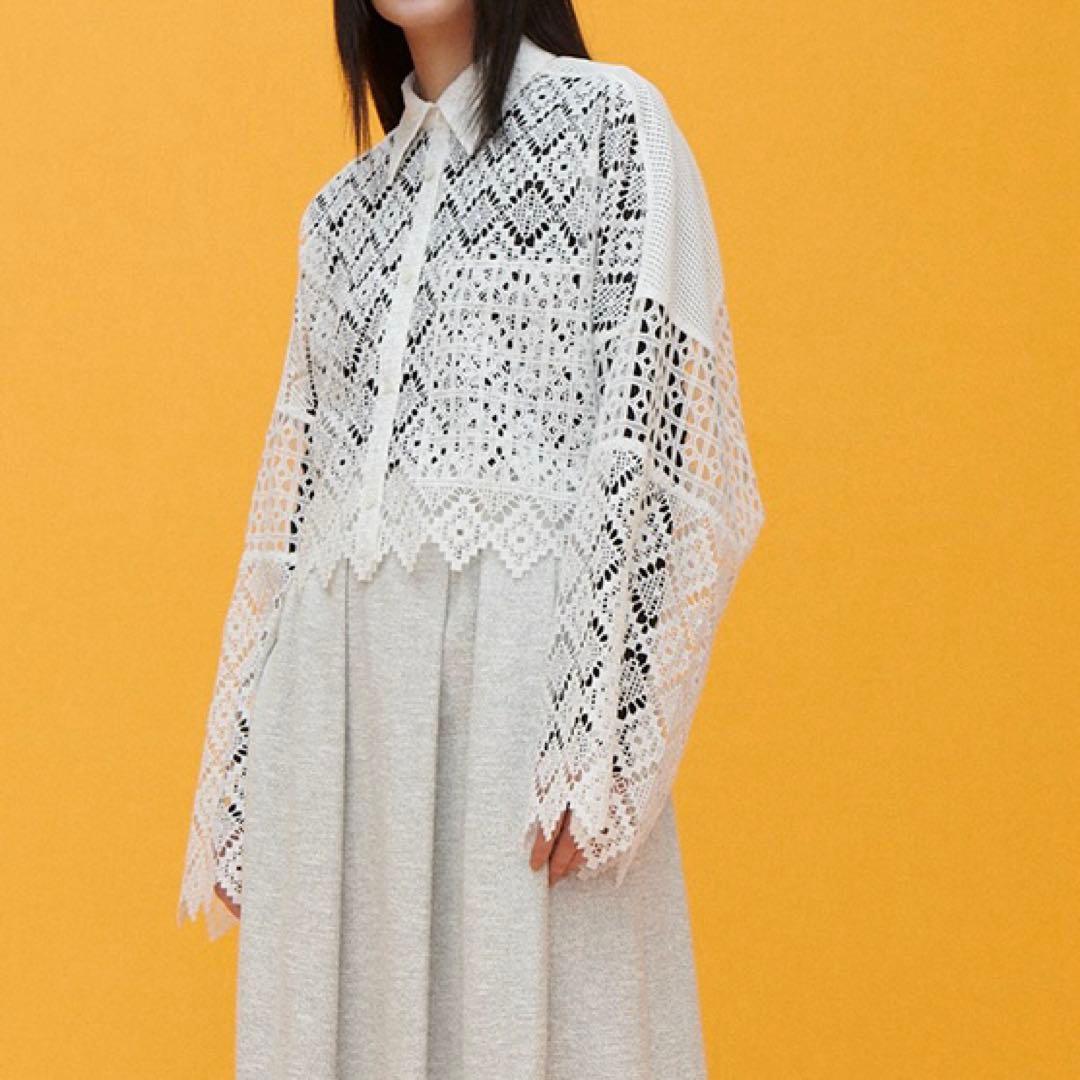 新品未使用　LE CIEL BLEU パターンレースシャツ