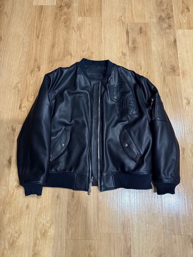 クロムハーツ ON TARGET CHロゴパッチボンバーレザーブルゾン Lサイズ