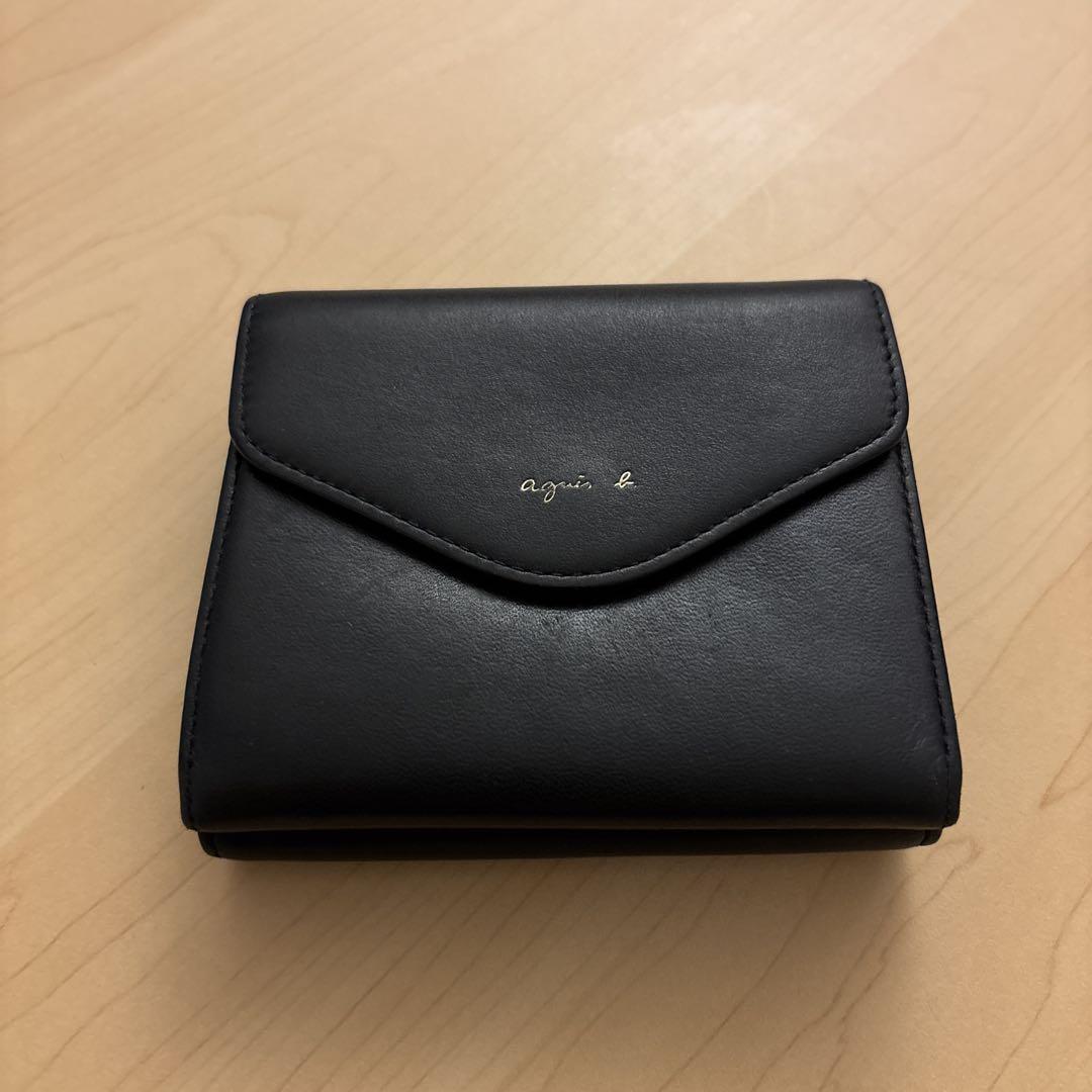 新品 大人気商品  黒 b. agnis レザー メルカリ - 二つ折り財布 小物