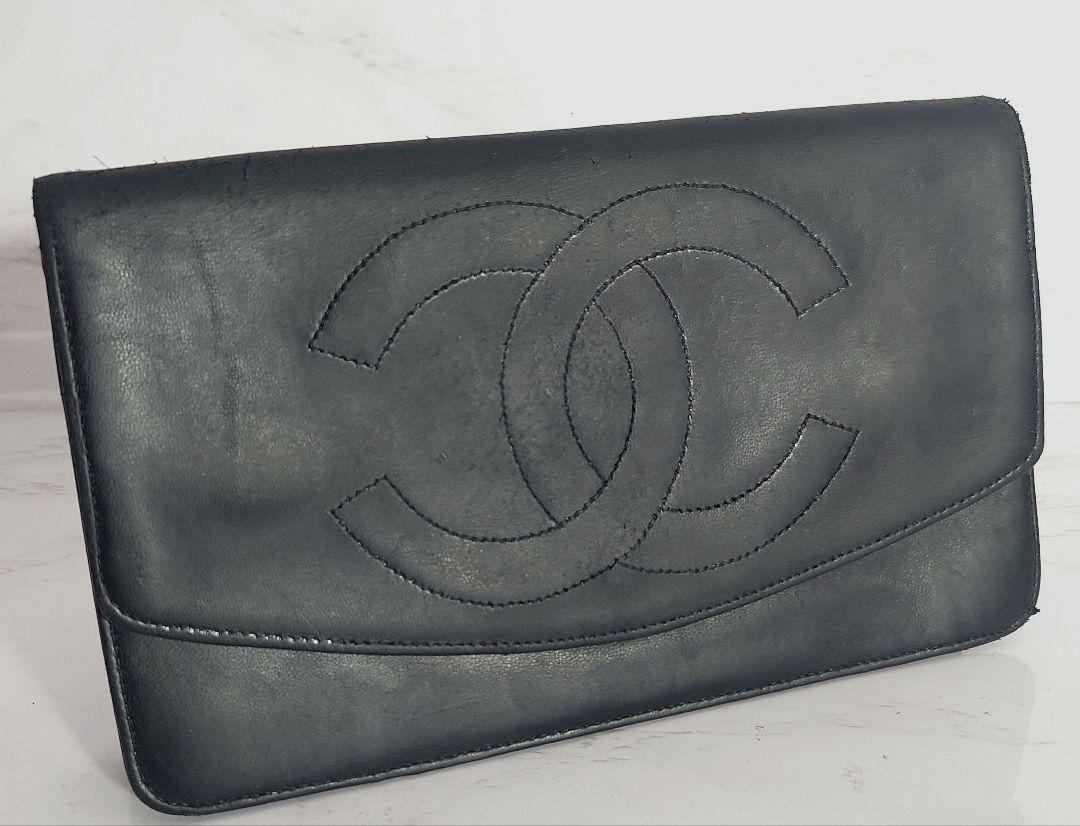 CHANEL/シャネル/ココマーク ラムスキン 二つ折り 財布