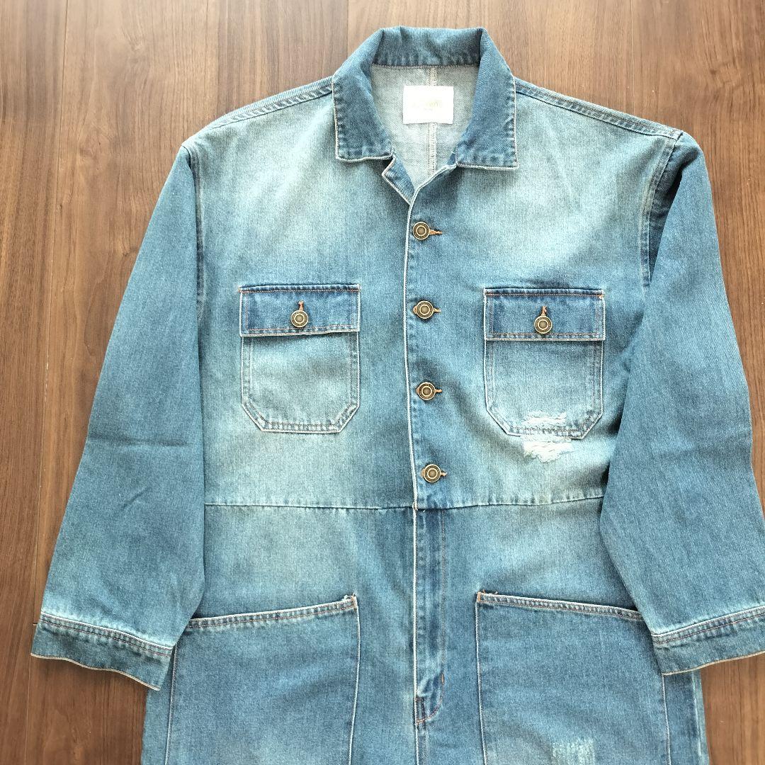 WudgeBoy デニム オーバーオール つなぎ ダメージ加工 刺繍