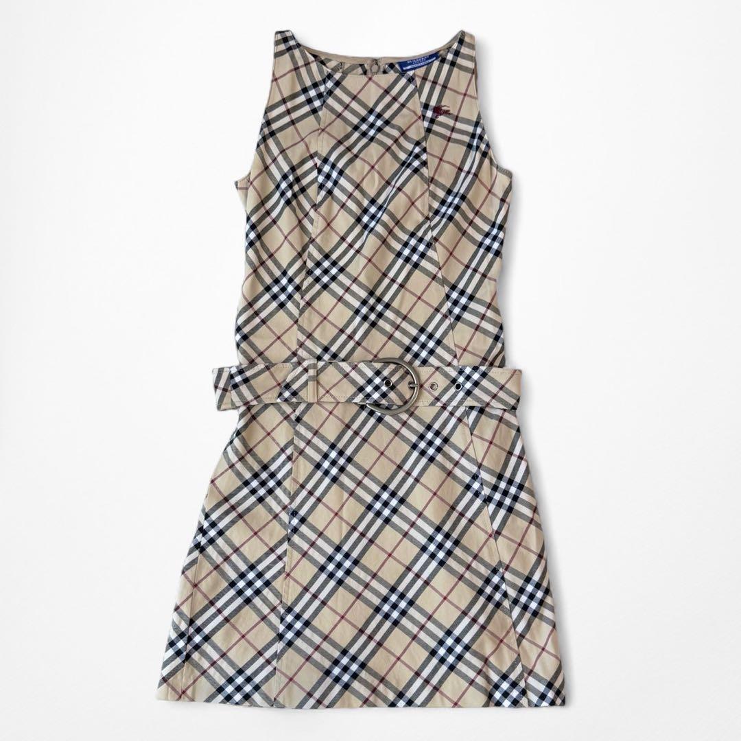 極美品 BURBERRY BLUE LABEL ノバチェック ベルト ワンピース