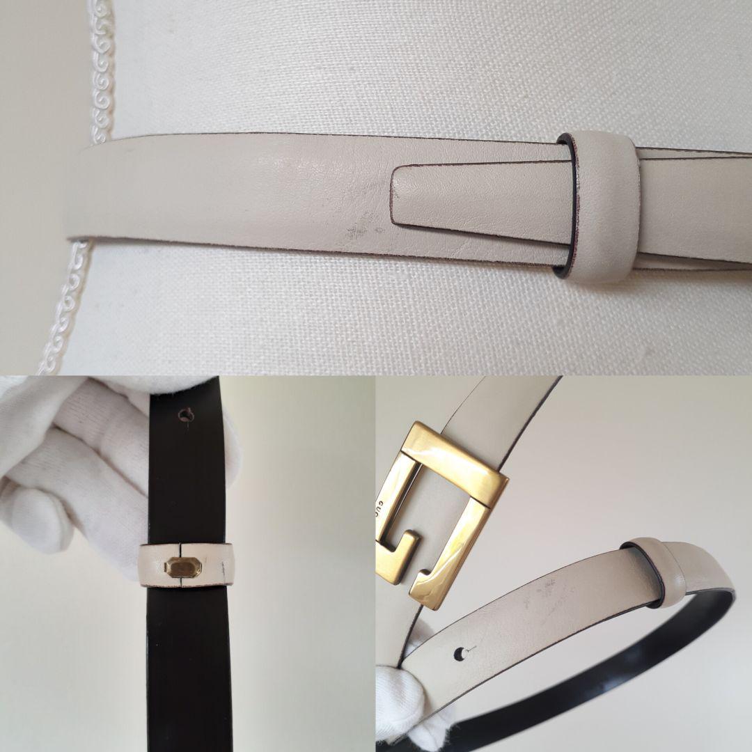 ⭐GUCCI⭐　グッチ　ベルト　Gロゴ　ゴールドバックル　アイボリー系