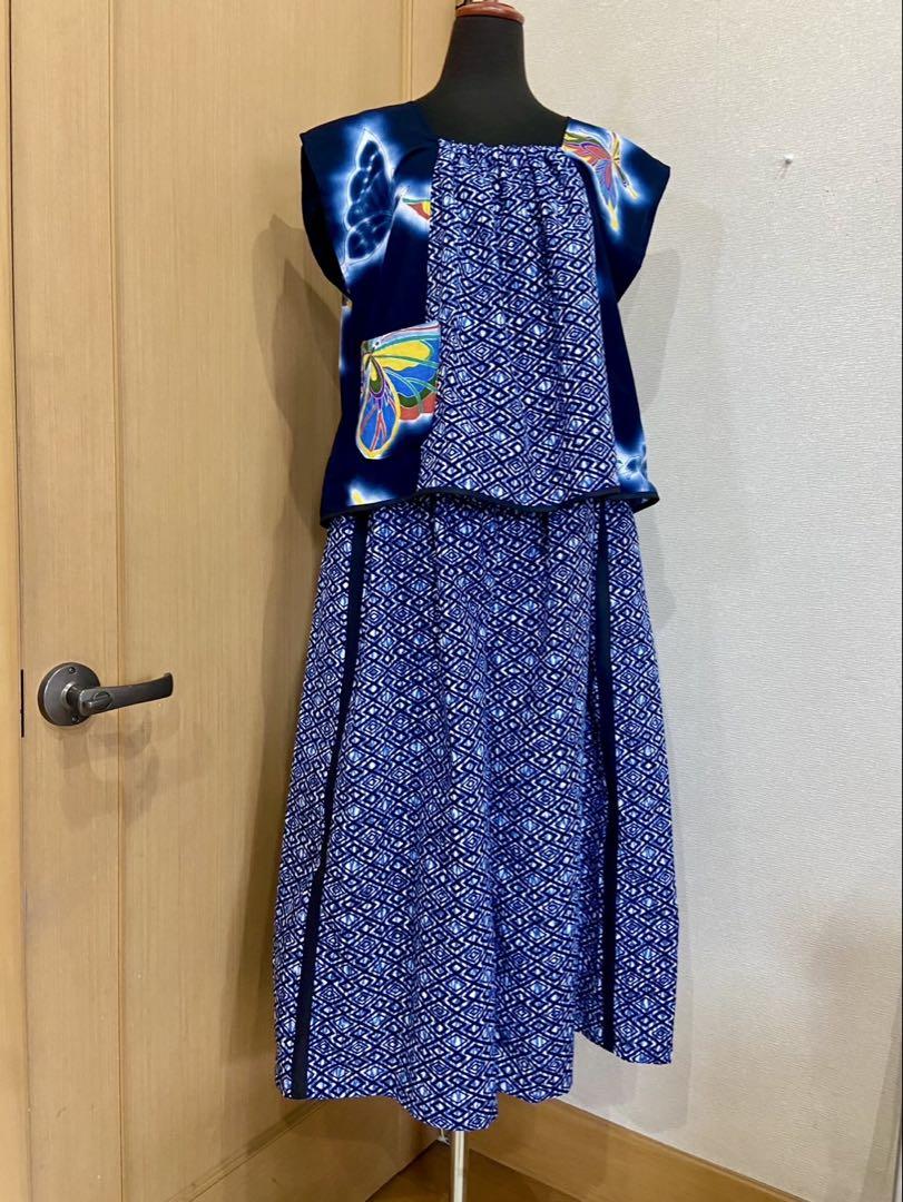 浴衣　リメイク　ハンドメイド　トップス　フレアパンツ　セットアップ