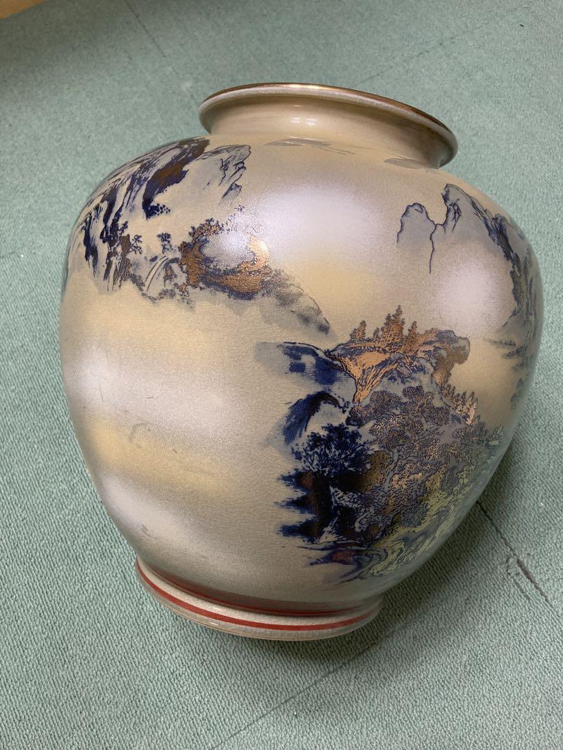 日本風景画装飾の陶器花瓶