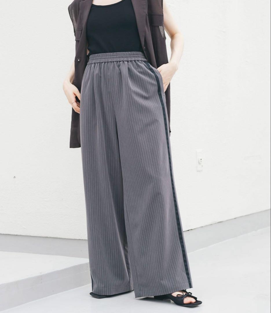 KBF ストライプラインイージーパンツ グレー