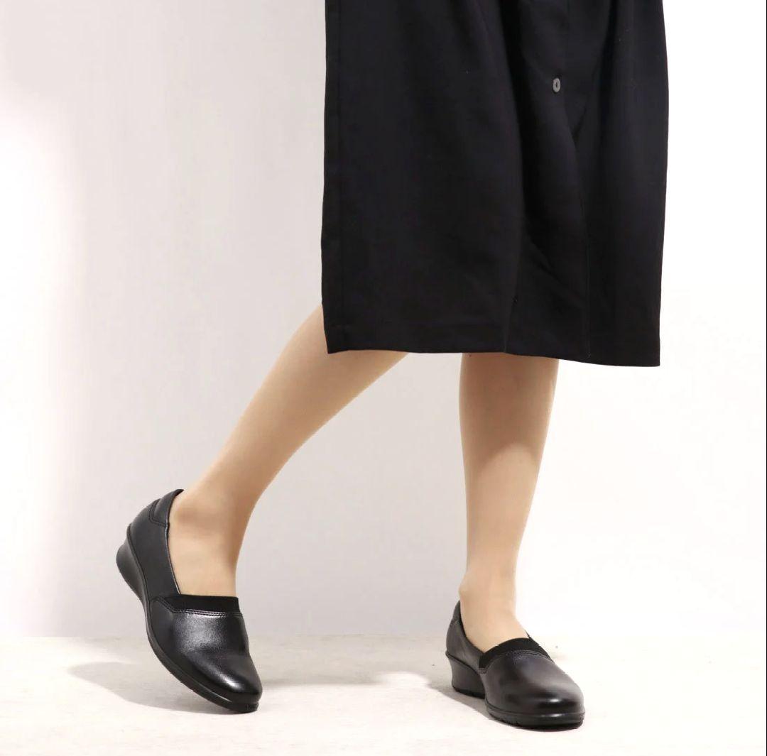 【人気デザイン】極美品 エコー【22.5】フェリシア レザー スリッポン 黒