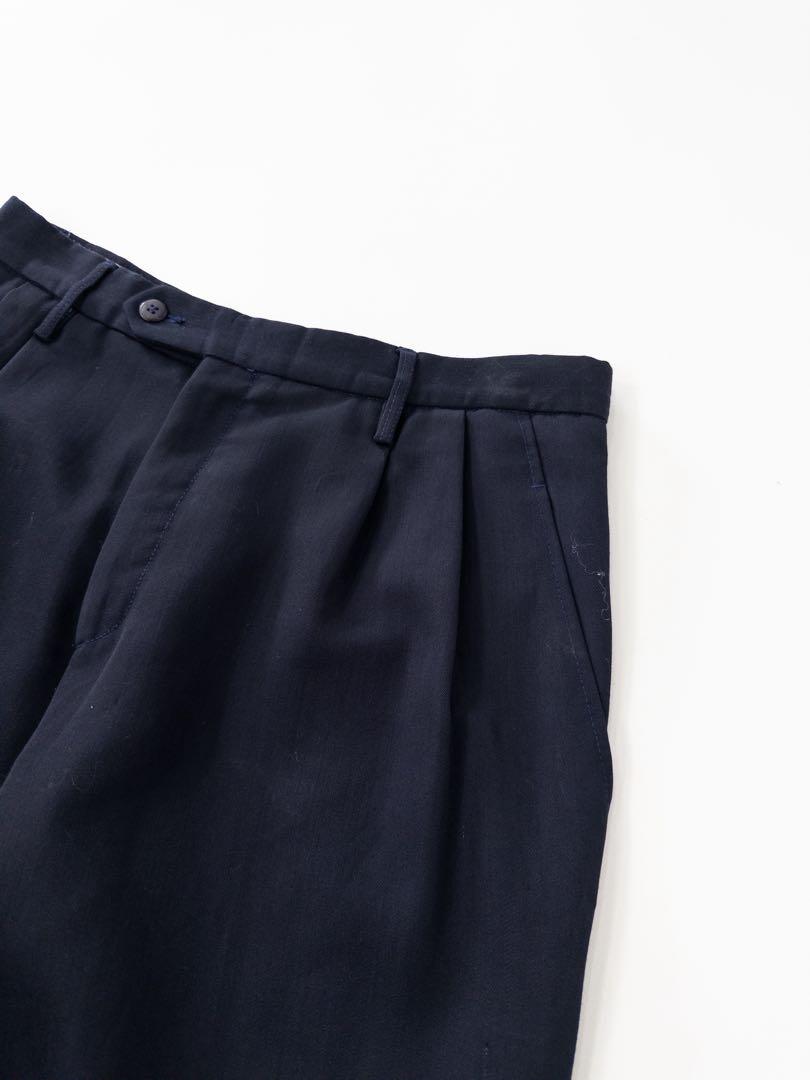 訳あり商品 90s EURO タックパンツ ワイドスラックス 2タックサマーウール パンツ