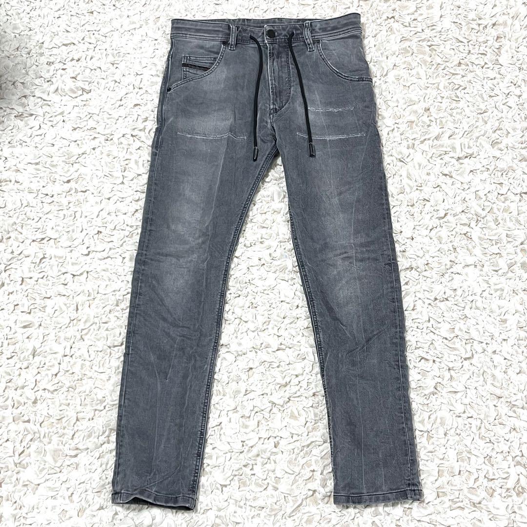 美品 ディーゼル KROOLEY ジョグジーンズ 伸縮性 ダメージ 黒 26 S