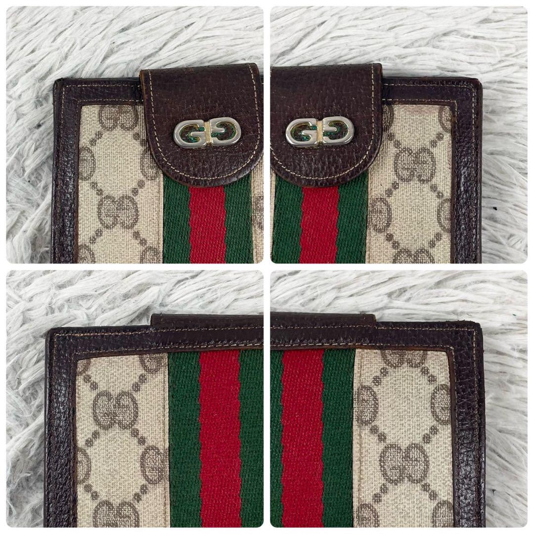 美品 GUCCI 2868 折り財布 インターロッキング GG柄 ストライプ 黒 美品 GUCCI 2868 折り財布 インターロッキング GG柄 ストライプ 黒